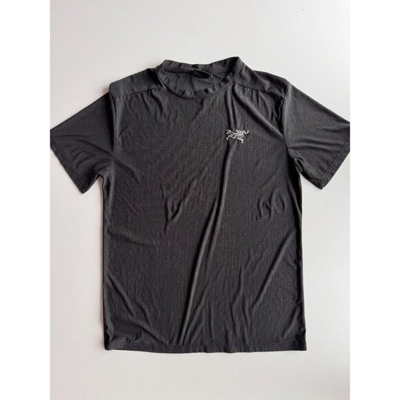 ARC'TERYX Rho Black Grey Check Jersey Short Sleeve Crew Neck T-Shirt, Size L - Picture 3 of 9